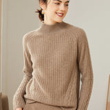 Womens Textured Mock Neck Cashmere Sweater Cashmere Pullover Taupe XS