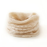 Womens Lace Knit Cashmere Infinity Scarf Cashmere Neck Gaiter Openwork Knit Cowl Beige M