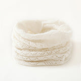 Womens Lace Knit Cashmere Infinity Scarf Cashmere Neck Gaiter Openwork Knit Cowl Ivory M