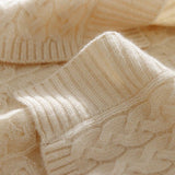 Womens Long Cable Knit Cashmere Cardigan Open Front Coat With Pockets Ivory One size fits most
