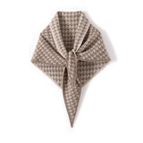Houndstooth Cashmere Triangle Scarf Heritage - Inspired Cashmere Shawl Taupe L