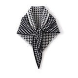 Houndstooth Cashmere Triangle Scarf Heritage - Inspired Cashmere Shawl Black L