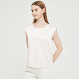 Womens Mulberry Silk Blouse Cap Sleeves Lady Silk Tee White XS