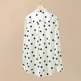 Womens Polka Dots Silk Blouse Silk Button Down Shirt Silk Blouses White XS