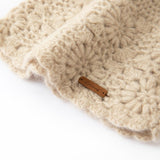 Womens Crocheted Cashmere Beanie Cashmere Flower Cloche Hat Taupe M