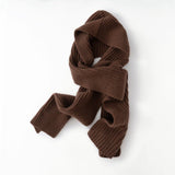 Womens Cashmere Balaclava Ribbed Knit Cashmere Hooded Scarf Coffee M