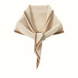 Inspired Trimmed Cashmere Bandana Striped Cashmere Triangle Scarf Beige M