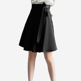 Womens Pure Silk Mini Skirt Tie Summer Guest Party Silk Dresses Black XS