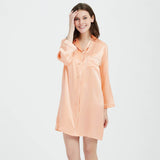 Womens Silk Nightshirt 100% Boyfriend Pure Silk Sleepwear Green XS