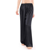 Womens Silk Pajama Pants Wide Leg Loose Pure Silk Bottoms Black XS