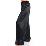 Womens Silk Pajama Pants Wide Leg Loose Pure Silk Bottoms Black XS