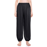 Womens Silk Pajama Pants Wide Leg loose Casual Silk Pants Black XS