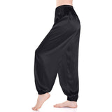 Womens Silk Pajama Pants Wide Leg loose Casual Silk Pants Black XS