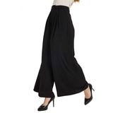 Womens Silk Pants High Waist Loose Silk Trousers With Pockets Black XS