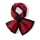 Cashmere Color - Blocked Tie Scarf Crossed Scarf Double Layer Trimming Claret M