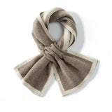 Cashmere Color - Blocked Tie Scarf Crossed Scarf Double Layer Trimming Taupe M