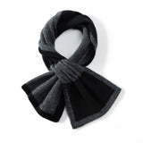 Cashmere Color - Blocked Tie Scarf Crossed Scarf Double Layer Trimming Gray M