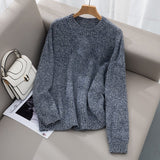Soft Fuzzy Cashmere Sweater Crew Neck Cashmere Pullover Tops For Women Gray XS