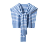 Womens Striped Pashmina Shawls and Wraps Cashmere Shoulder Cape Blue M