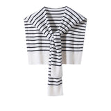 Womens Striped Pashmina Shawls and Wraps Cashmere Shoulder Cape White M