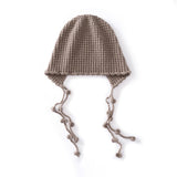 Womens Tassel Tie Cashmere Knit Hat Cashmere Beanie Dangling Ties Taupe M