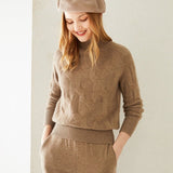 Womens Turtle Neck Cashmere Sweater Cashmere Knitted Pullover Taupe XS