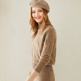 Womens Turtle Neck Cashmere Sweater Cashmere Knitted Pullover Taupe XS
