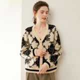 Womens Vintage - Inspired Knit Cashmere Cardigan Sweetheart Sweater Coat Black XS